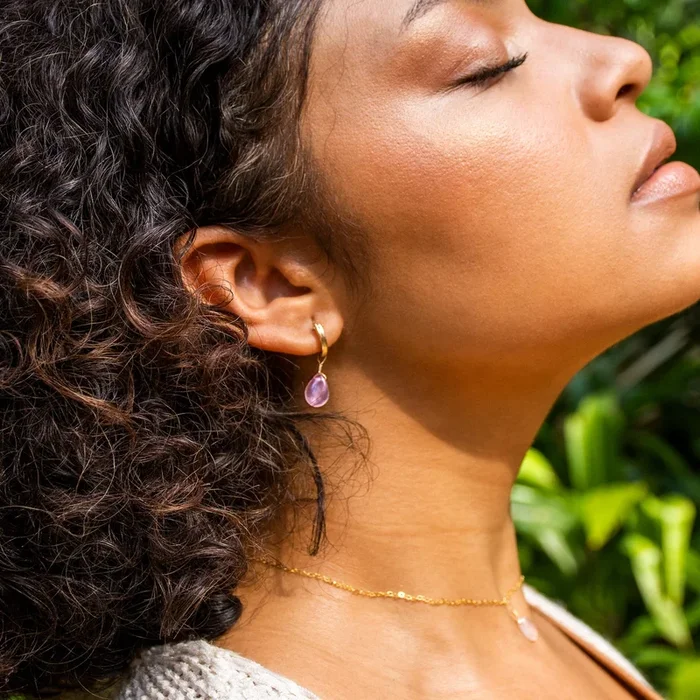 Rose Quartz Huggie Earrings