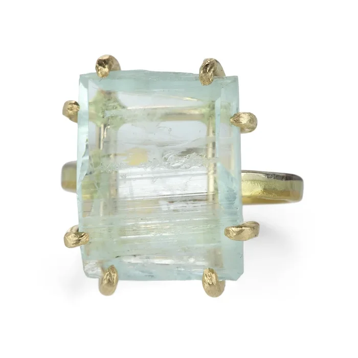 Rough Cut Aquamarine Ring