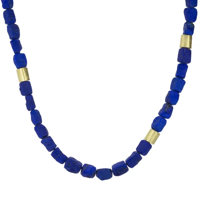 Rough Cut Lapis Beaded Necklace