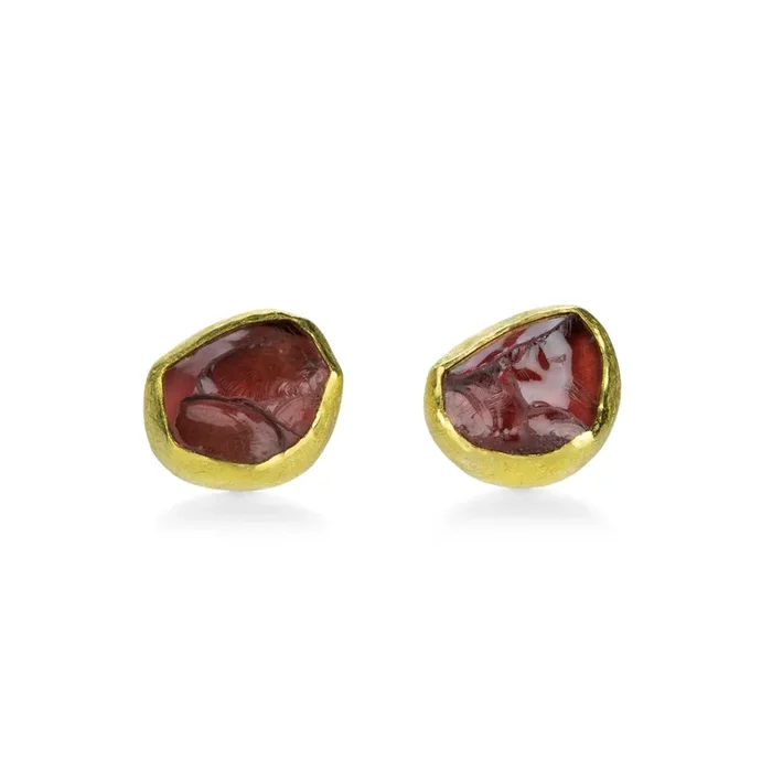 Rough Garnet Studs