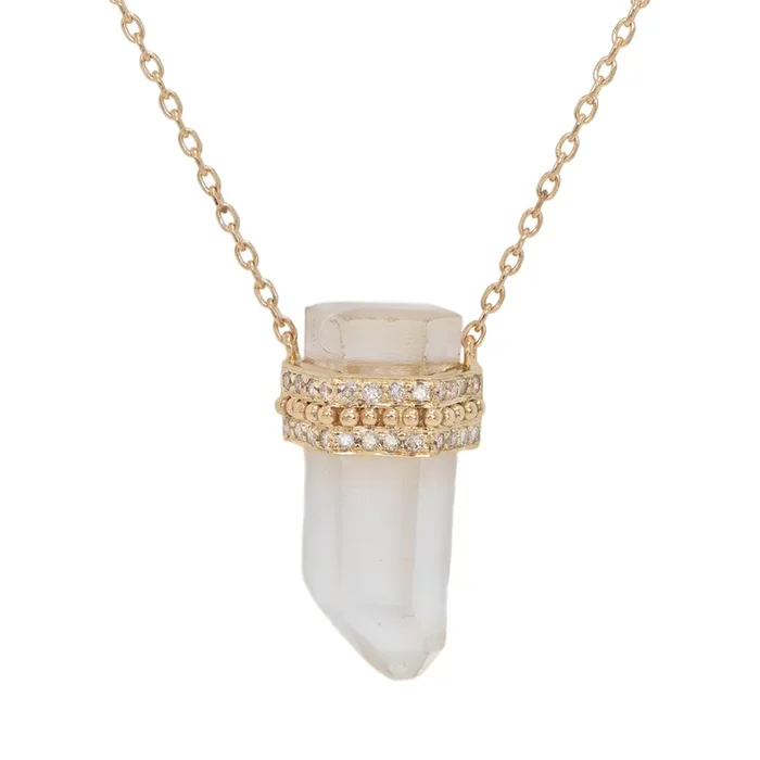 Rough Pencil Quartz Pendant Necklace