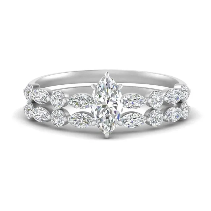 Round And Marquise Bridal Wedding Set
