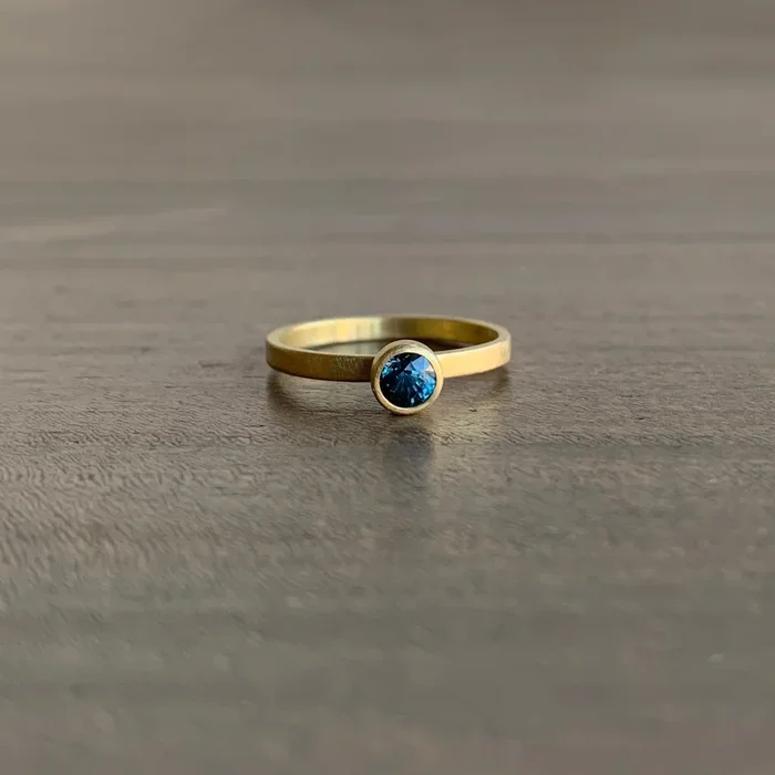 Round Blue Sapphire Stacking Ring