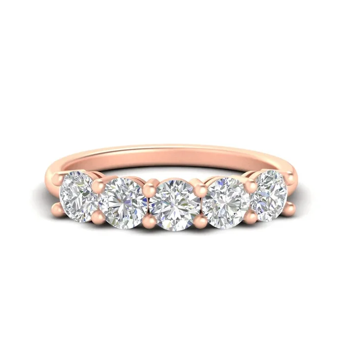 Round Cut 2 Carat 5 Stone Diamond Wedding Ring