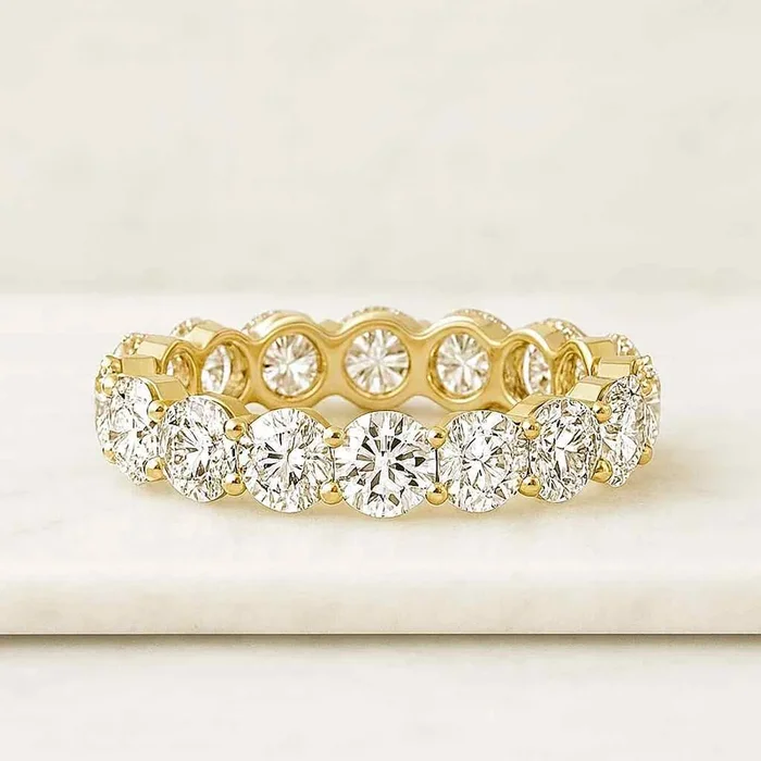 Round Cut CVD Diamond Eternity Wedding Band