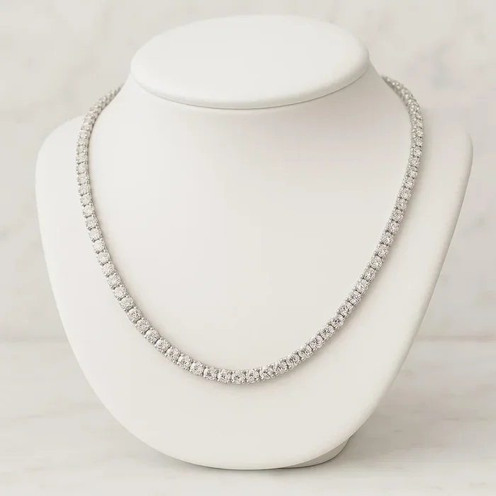 Round Cut Moissanite Diamond Tennis Necklace
