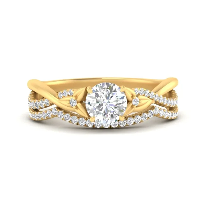 Round Cut Nature Inspired Twisted Bridal Set
