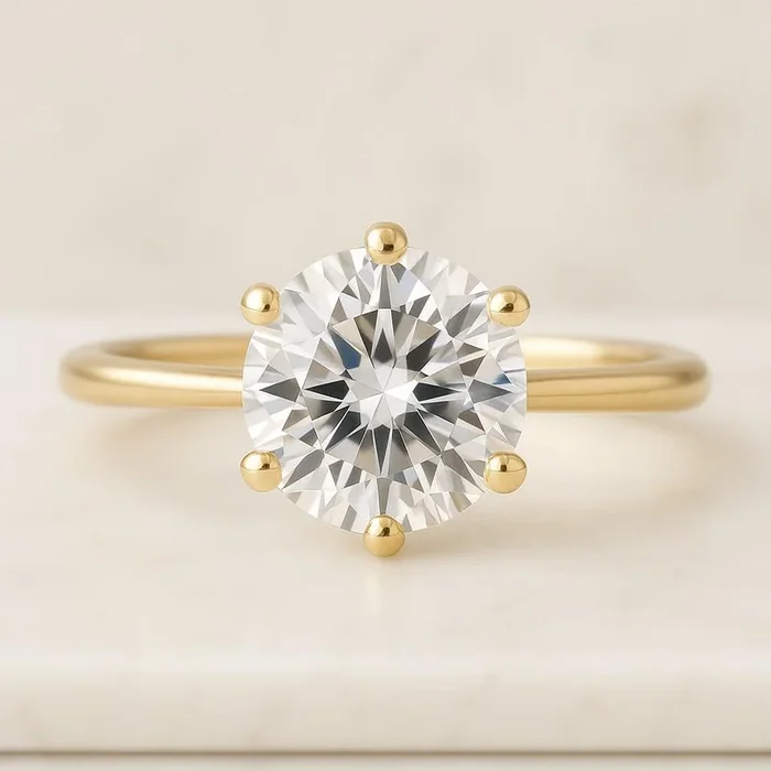 Round Cut Pinched Solitaire Diamond Ring
