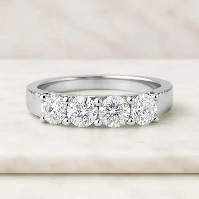 Round Cut Stone Anniversary Band for Men Women