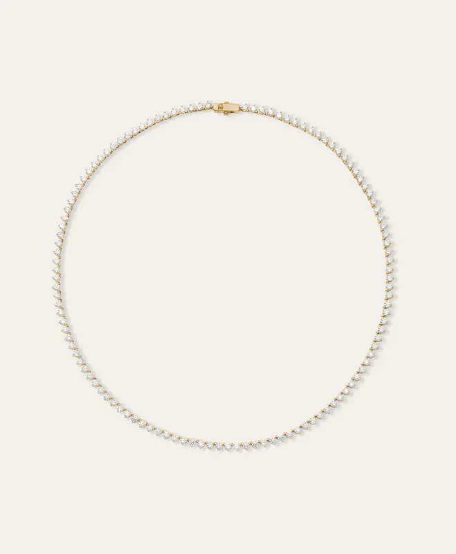 Round Diamond Full Tennis Necklace – Lab Grown