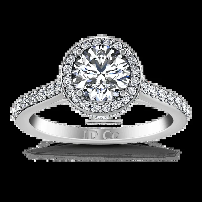 Round Diamond Halo Engagement Ring Milana 14K White Gold
