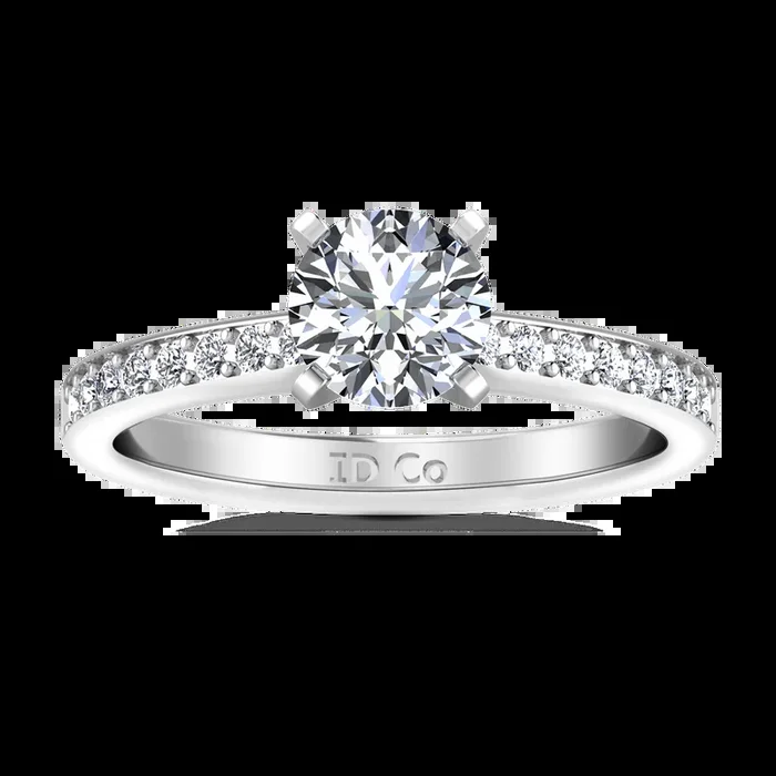 Round Diamond Pave Engagement Ring Belle 14K White Gold