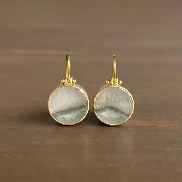 Round Gilalite in Quartz Earrings