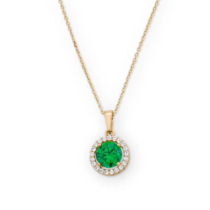 Round Kate Pendant Necklace in Green