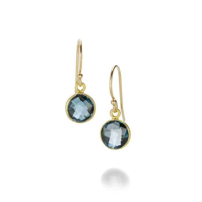 Round London Blue Topaz Earrings