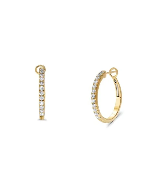 Round Medium Hoop Diamond Earrings in 14K White Gold (.50ctw)