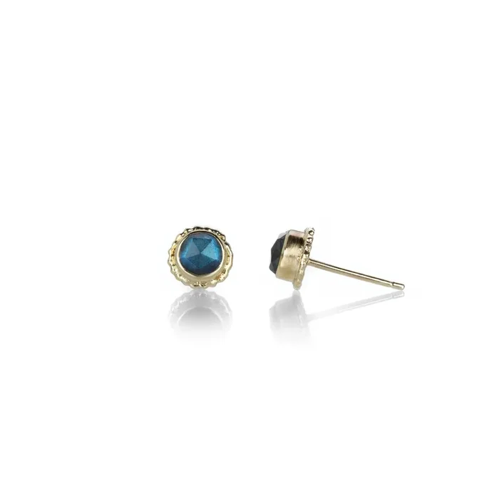 Round Rose Cut Labradorite Studs