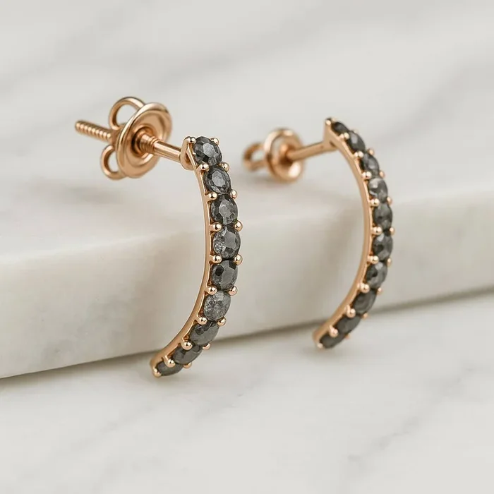 Round Salt And Pepper Diamond Drop Dangle Earrings For Women