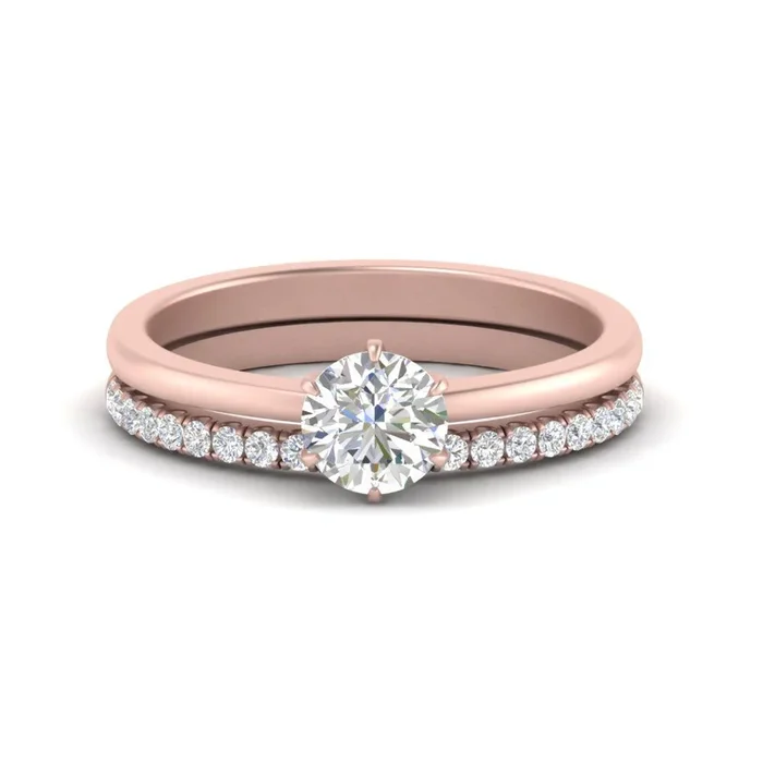 Round Solitaire Ring With Diamond Band