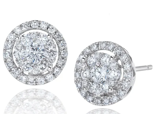 Round Solitaire/Stud Diamond Earrings in 18K White Gold (.77ctw)