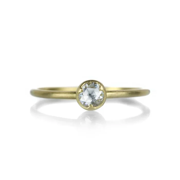 Round White Rose Cut Diamond Ring