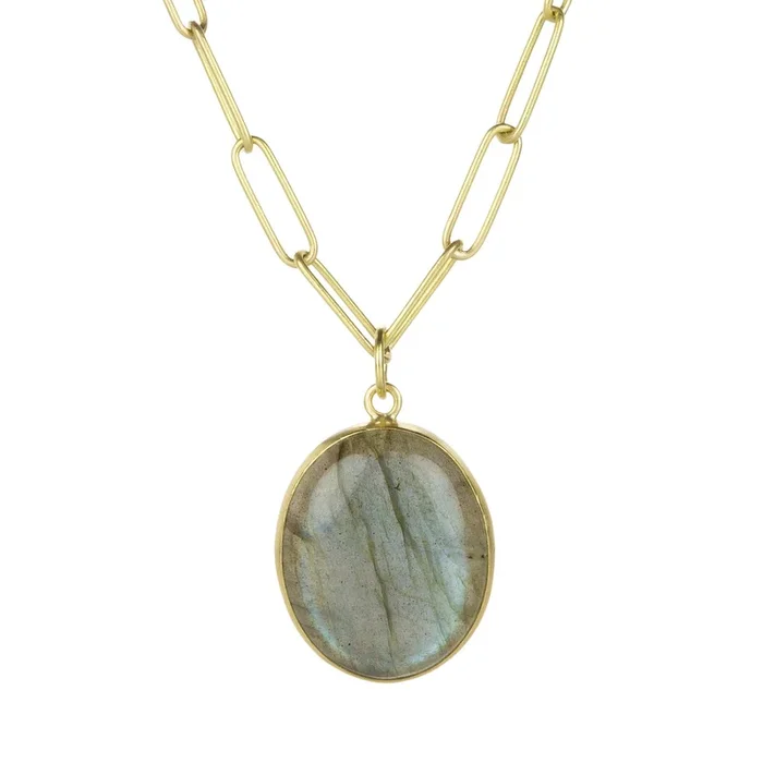Rounded Oval Labradorite Pendant (Pendant Only)