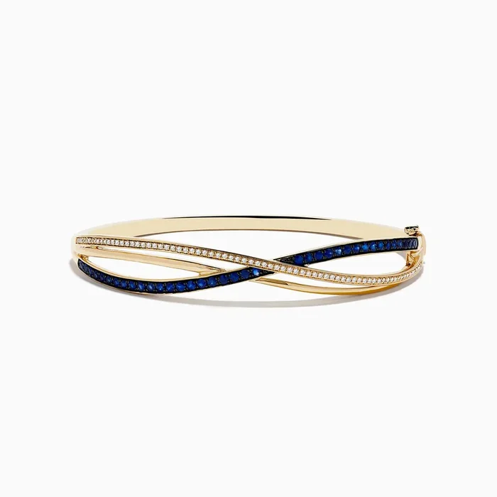 Royal Bleu 14K Yellow Gold Blue Sapphire and Diamond Bangle