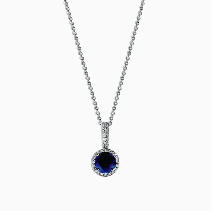 Royale Bleu 14K White Gold Sapphire and Diamond Pendant, 1.79 TCW