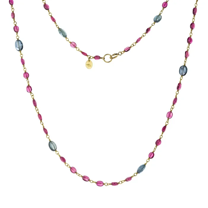 Rubellite and Aquamarine Spun Sugar Necklace
