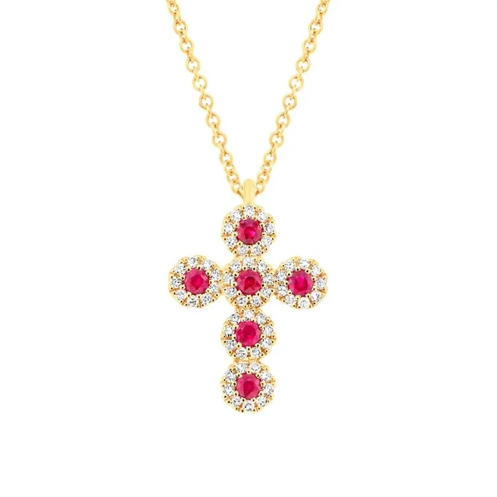 Ruby & Diamond Cross Necklace