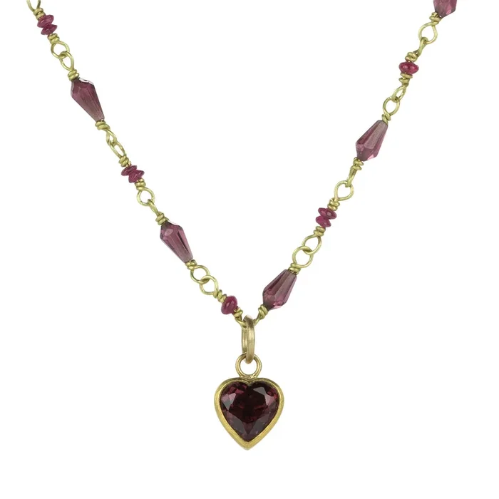 Ruby & Garnet Heart Pendant Necklace
