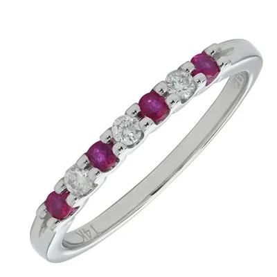 Ruby and Diamond Anniversary Band in 14kt White Gold (1/10ct tw)