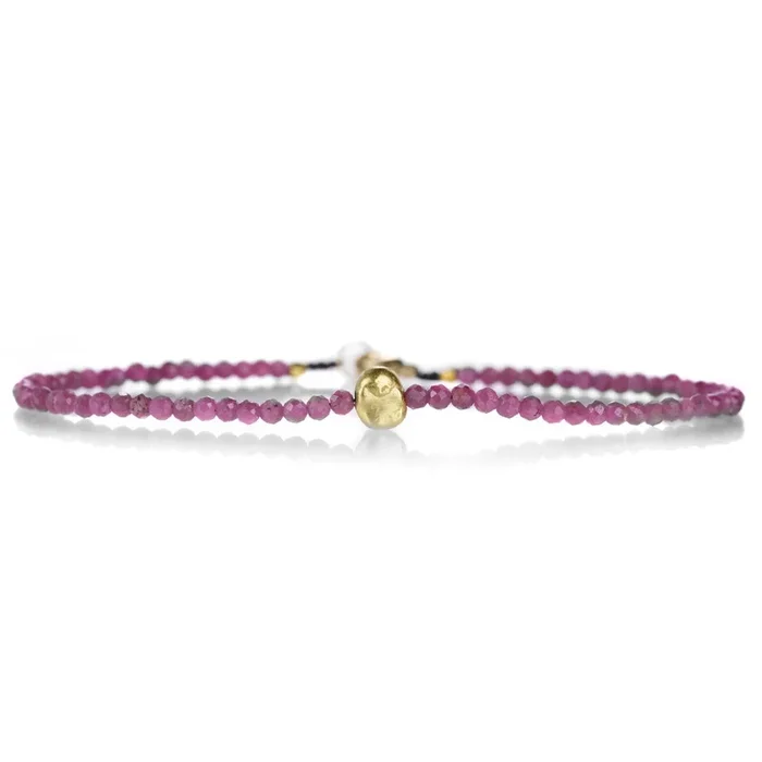 Ruby and Rustic Pebble Bead Bracelet
