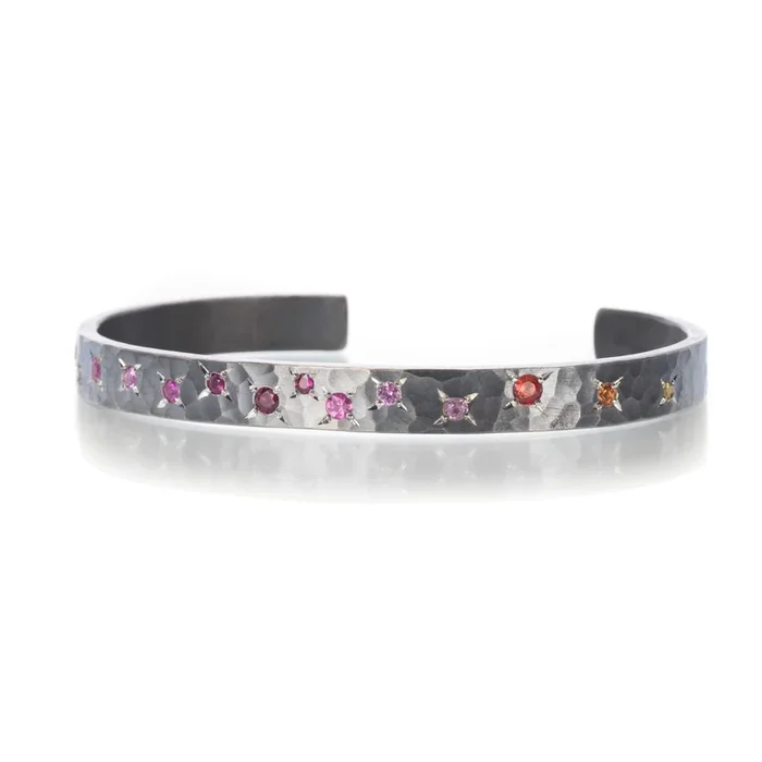 Ruby and Sapphire Hammered Cuff