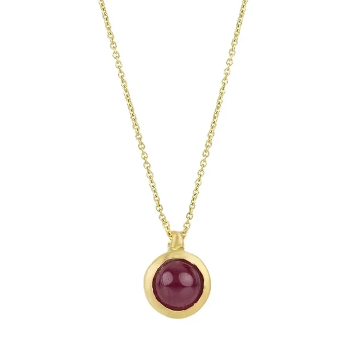 Ruby Cabochon City Pendant Necklace