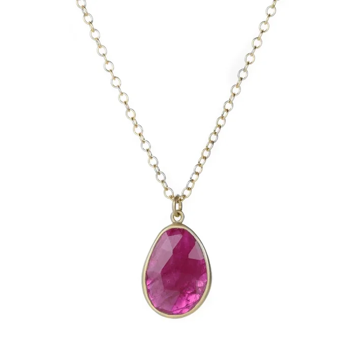 Ruby Drop Pendant Necklace