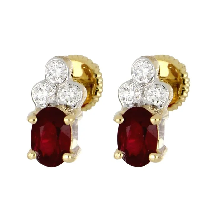 Ruby Earrings (Ruby 1.16 cts. White Diamond 0.2 cts.)