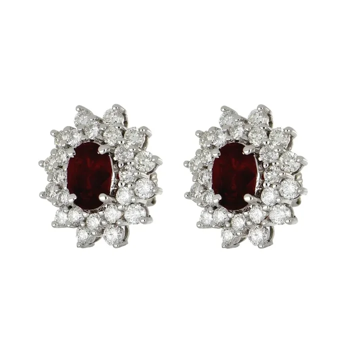 Ruby Earrings (Ruby 1.71 cts. White Diamond 1.64 cts.)