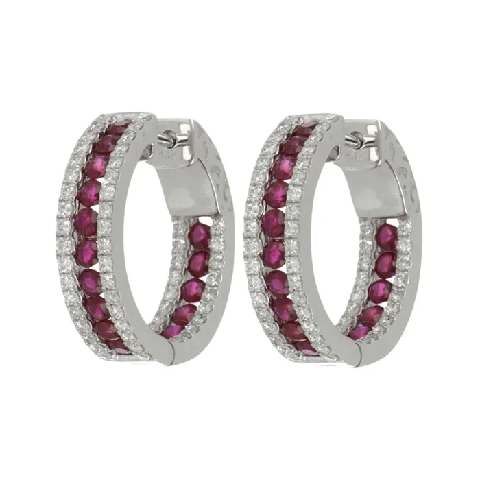 Ruby Earrings (Ruby 2.04 cts. White Diamond 1 cts.)