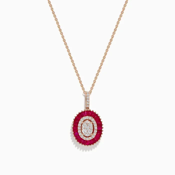 Ruby Royale 14K Rose Gold Ruby and Diamond Pendant