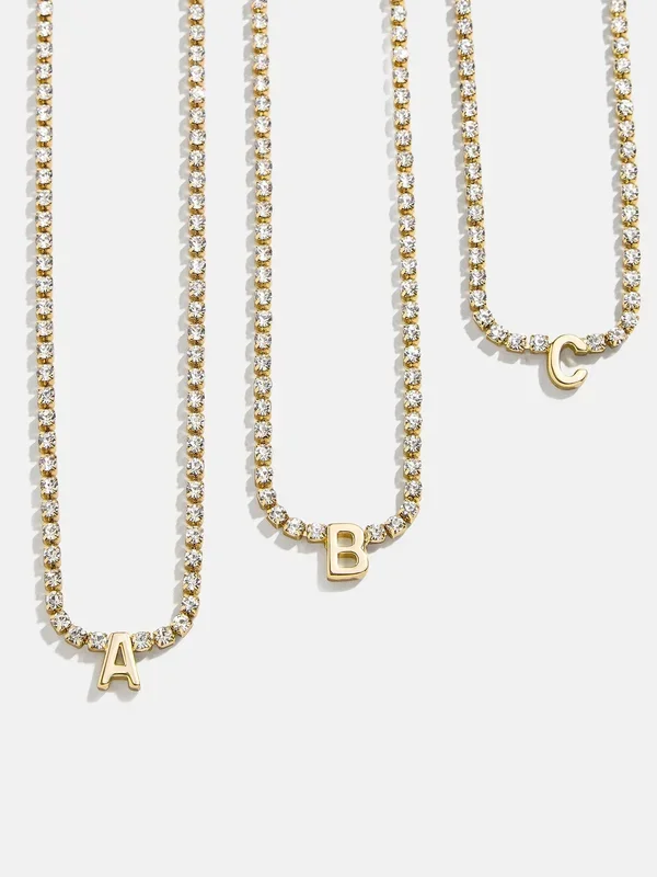 Ruth Initial Tennis Necklace – Gold/Pavé