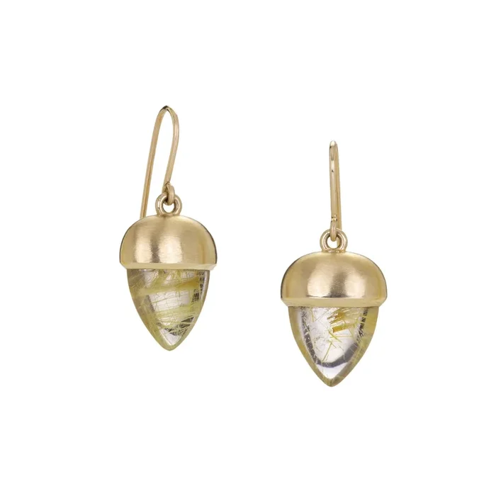 Rutilated Quartz Acorn Earrings
