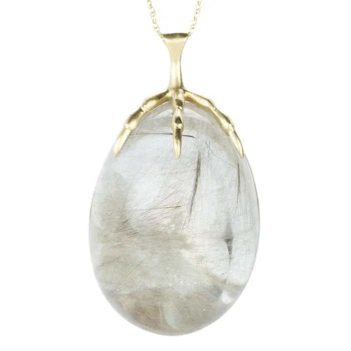 Rutilated Quartz Quail Egg Necklace