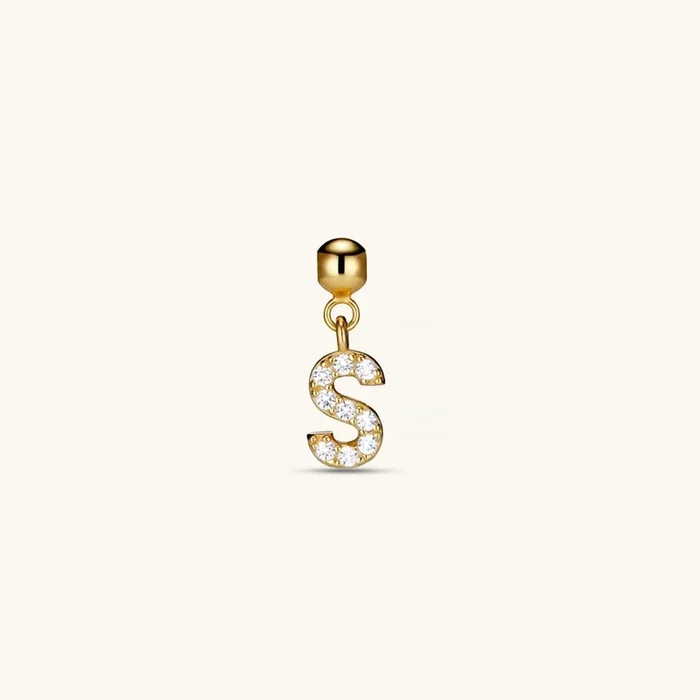 S Diamond Initial Charm Gold