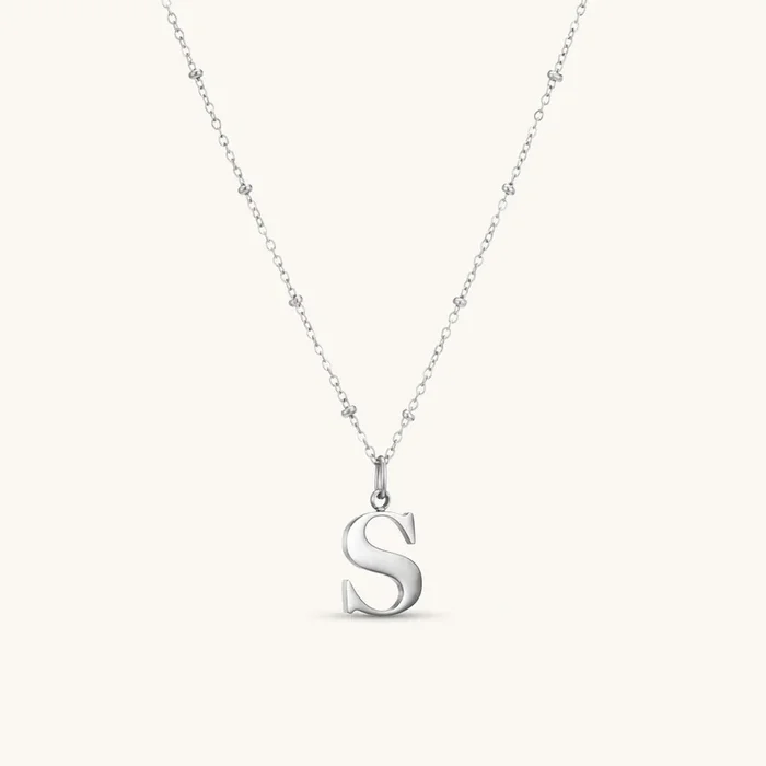 S Initial Pendant Necklace Silver