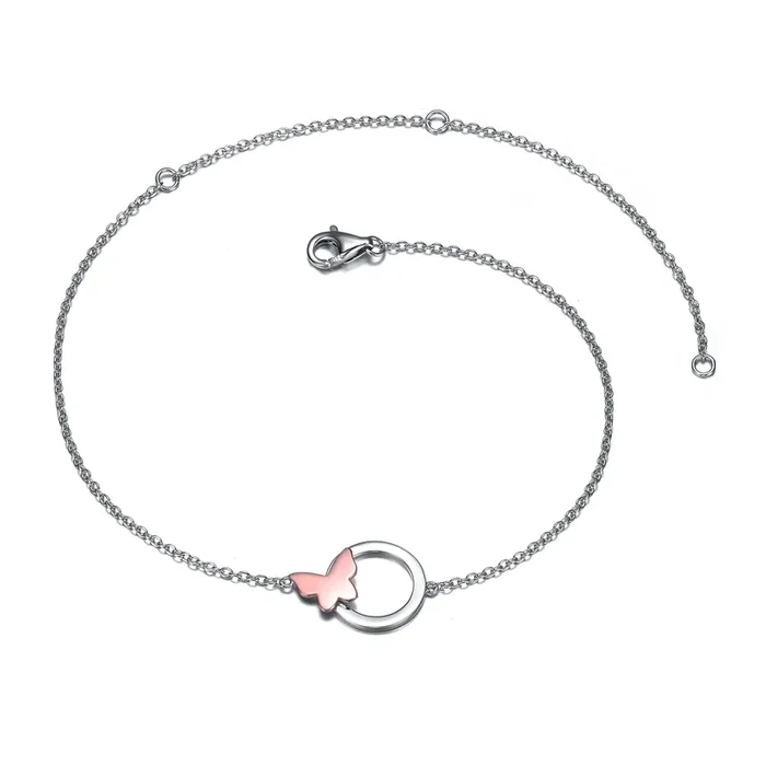 Sabine Infinity Circle Butterfly Charm Anklet
