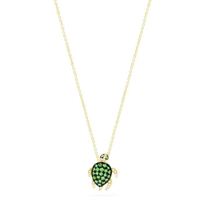 Safari 14K Yellow Gold Tsavorite and Diamond Mini Turtle Pendant