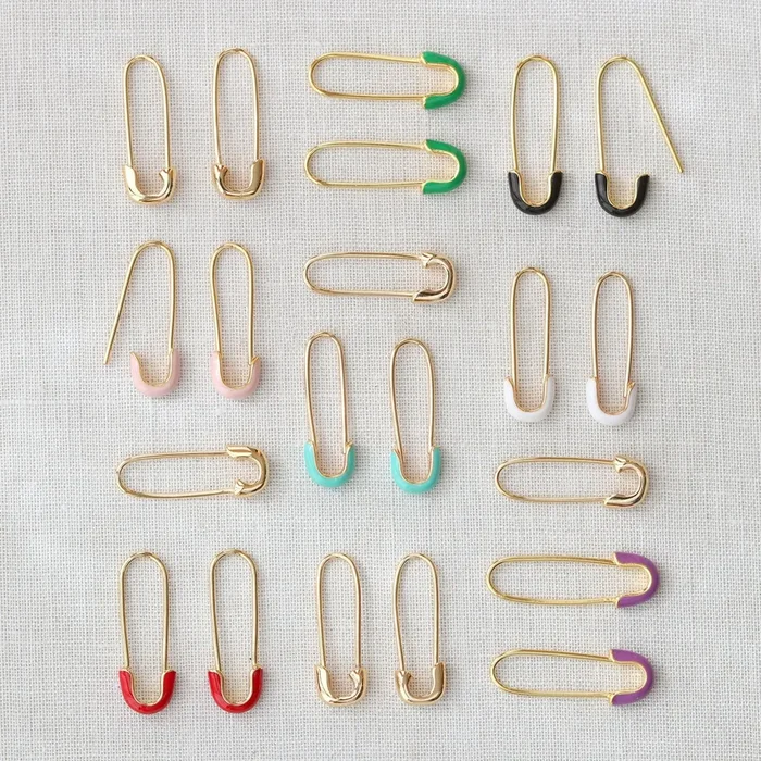 Safety Pin Enamel Earrings