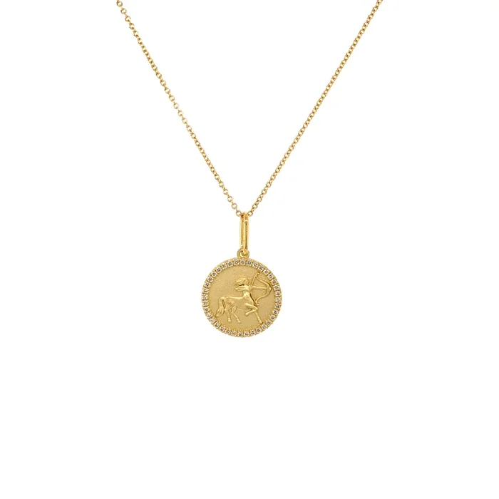 Sagittarius Zodiac Pendant with Diamonds November 23 – December 21