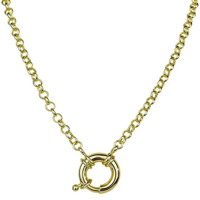 Sailor Clasp Rolo Chain Charm Holder 18″ Necklace (Goldtone)